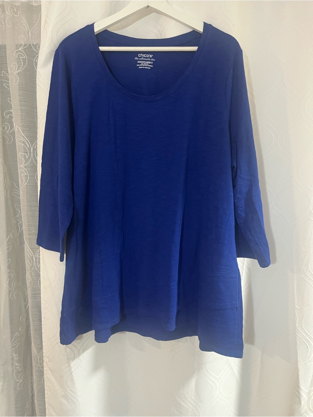 Chico's Royal Blue Scoop Neck Tunic Top